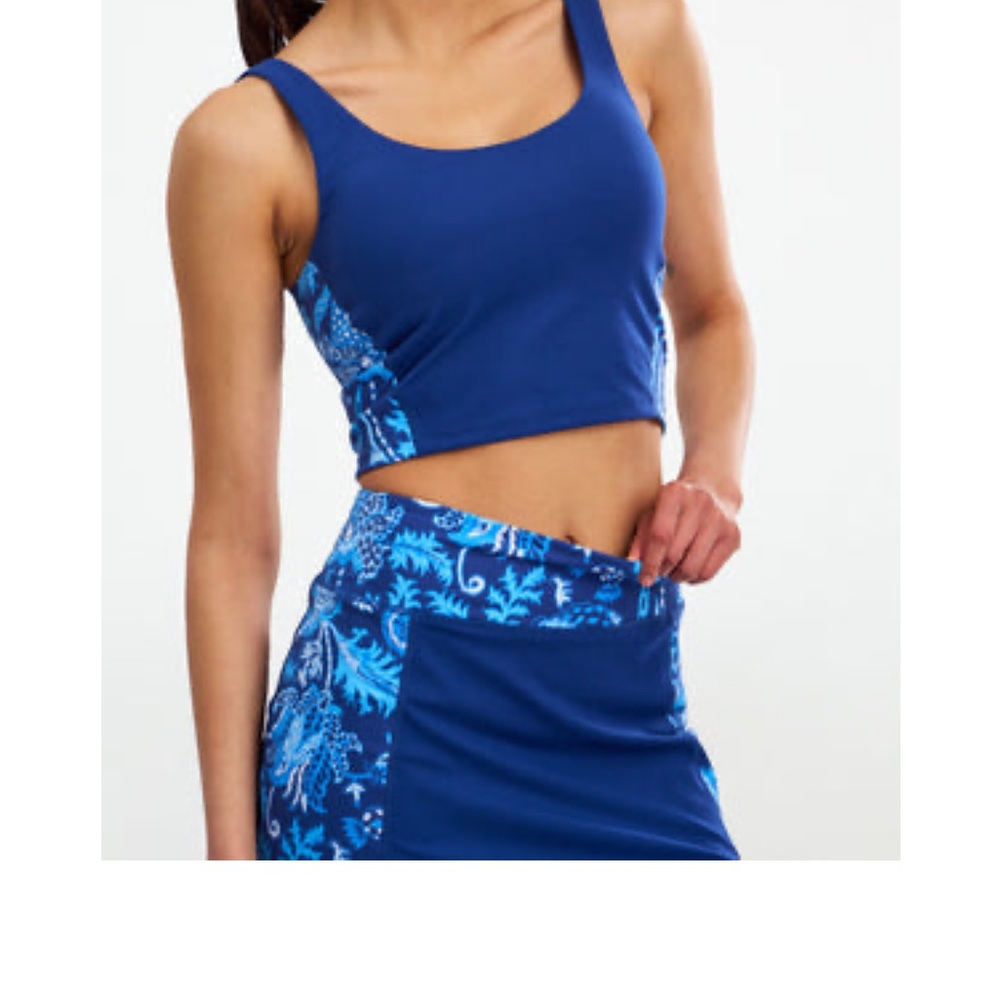 Roller Rabbit Blue Sleeveless Crop Top